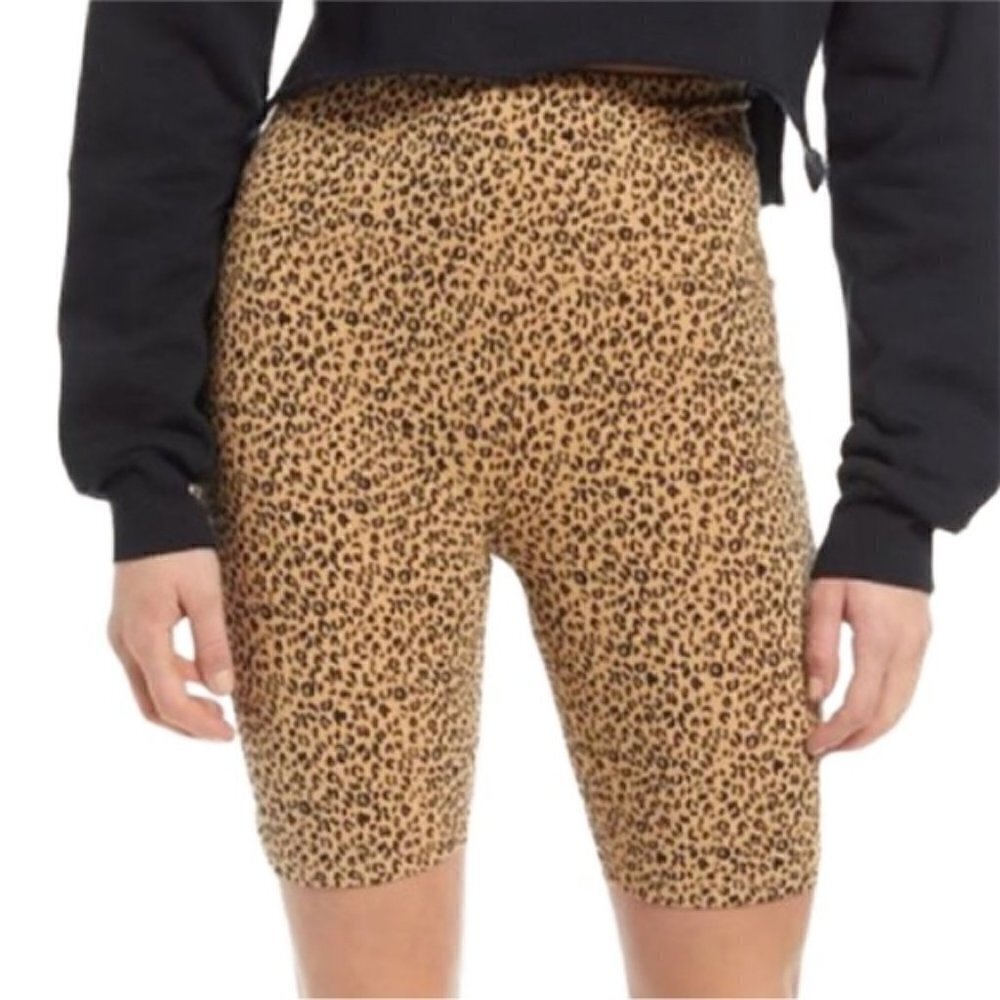 BP Nordstrom Brand Leopard Print High Waisted Bike Shorts